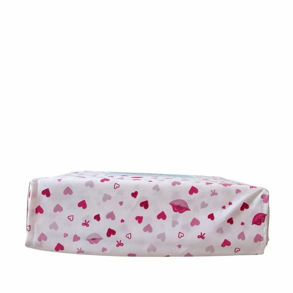 London Kaye Valentines Day KING Sheet Set 4pc Pink & Red Lips Hearts Bows XO NEW